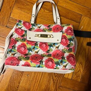 Juicy Couture Red and Cream Floral Tote